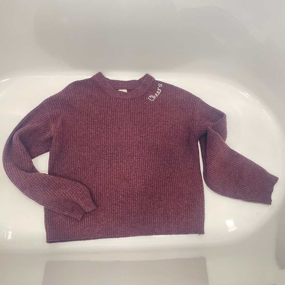 a new day Ribbed Crewneck Sweater - Burgundy Plum Women’s Small